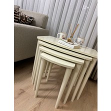 Home Başaran Mobilya Üst Kalite Mdf 4'lü Boyalı Krem Zigon Sehpa Krem Zigon