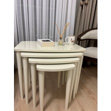 Home Başaran Mobilya Üst Kalite Mdf 4'lü Boyalı Krem Zigon Sehpa Krem Zigon