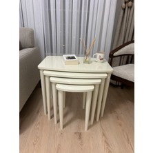 Home Başaran Mobilya Üst Kalite Mdf 4'lü Boyalı Krem Zigon Sehpa Krem Zigon