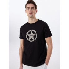 Jeep Bisiklet Yaka Baskılı Siyah Erkek T-Shirt J5SM-TST7378