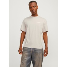 Jack & Jones Bisiklet Yaka Bej Erkek T-Shirt 12256589_JJELEGACY Tee Ss O-Neck No