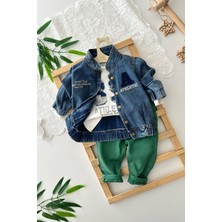 Miniğimin Cicileri Atletic Yumuşak Kot Erkek Bebe 3 lü takım - Yeşil