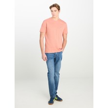 Lee Bisiklet Yaka Somon Erkek T-Shirt ML60UFQUK Regular Fit Patch Logo