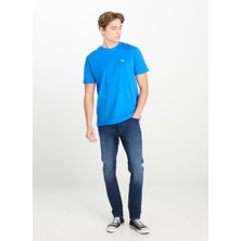 Lee Bisiklet Yaka Saks Erkek T-Shirt ML60UFQA13 Regular Fit Patch Logo