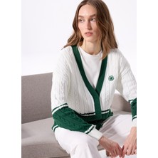 Jeep Koyu Yeşil - Beyaz Kadın Hırka J5SL-HRK7048