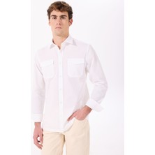 Jeep Relaxed Gömlek Yaka Düz Beyaz Erkek Gömlek J5SM-GML7285