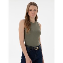 U.s. Polo Assn. Yuvarlak Yaka Koyu Haki Kadın T-Shirt Gedda-A-25