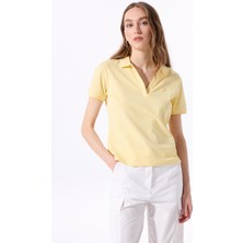 Sarı Kadın Relaxed Düz Polo T-Shirt J5SL-TST7070