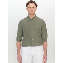 Altınyıldız Classics Slim Fit Düğmeli Yaka Haki Erkek Gömlek ACE020252171_HAK
