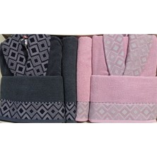 Özdilek Snazzy Antrasit Pembe Aile Bornoz Seti Özdilek Bornoz Set