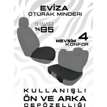 Terletmez Kumaş Deri Byeli Oto Koltuk Üç Parça Minder Seti - Araba Koltuk Kılıfı - Siyah/mavi