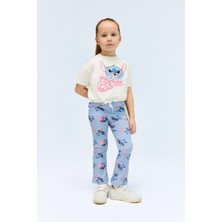 DeFacto Kız Bebek Disney Lilo & Stitch 2'li Takım Bisiklet Yaka Kısa Kollu Tişört Fitilli Kaşkorse İspanyol Paça Tayt E4802A525SM