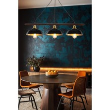 Karya Üçlü Sıralı Avize Siyah - Gold