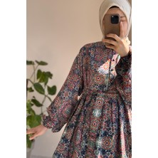 Ande Tesettür Çiçek Bahçesi Elbise - 0002