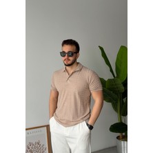 Livio Ferri Borili Erkek Polo Yaka Pamuk Karışımlı Etnik Desenli Regular Fit Kısa Kollu Tişört