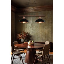 Karya Ikili Sıralı Avize Siyah - Bakır