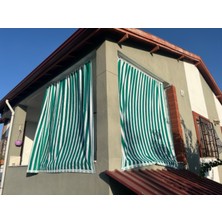 Markahil Her Ölçüde Enxboy Seçenekli Bağcıklı Çizgili Balkon Perdesi Balkon Brandası