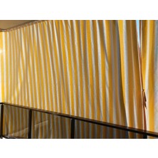 Markahil Her Ölçüde Enxboy Seçenekli Bağcıklı Çizgili Balkon Perdesi Balkon Brandası