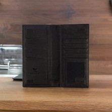 KLN erkek hakiki deri cüzdan seti luxury three siyah