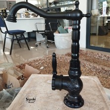Siyah Işlemeli Kısa Lavabo Bataryası