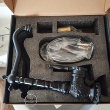 Siyah Işlemeli Kısa Lavabo Bataryası