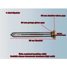 Ender 1-1/4" Inç 30CM 2000W Krom Güneş Enerjisi ve Termisifon Rezistansı 220V 8.5 Q Cr-Ni