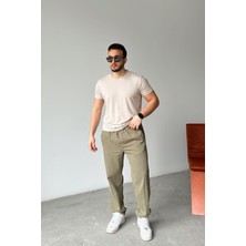 Livio Ferri Ponil Erkek Pamuk Regular Fit Gabardin Rahat Kalıp Bağcıklı Pantolon