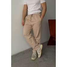 Livio Ferri Ponil Erkek Pamuk Regular Fit Gabardin Rahat Kalıp Bağcıklı Pantolon