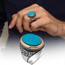 Oval Mavi Taşlı 925 Gümüş Yüzük