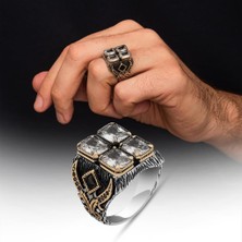 Beyaz Zirkon 4 Taşlı  925 Gümüş Yüzük