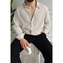 Livio Ferri Napas Erkek Oversize Keten Görünümlü Gömlek