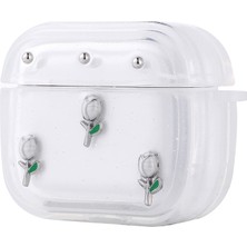 MobaxAksesuar Apple Airpods 4. Nesil ile uyumlu Kılıf Kabartmalı Kelebek-Kiraz-Çiçek Dizayn Şeffaf Kutup Kapak