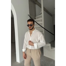 Livio Ferri Napas Erkek Oversize Keten Görünümlü Gömlek