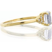 White Topaz Oval Tektaş Pırlanta Yüzük