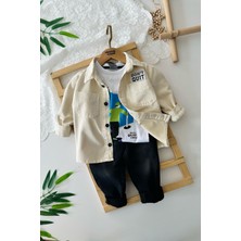 Miniğimin Cicileri Don’t Quit Cepli Gabardin Erkek Çocuk 3 lü takım - Krem