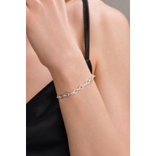 Gümüş Sonsuzluk Infinity Sade Zincir Hallow Taşsız Bileklik