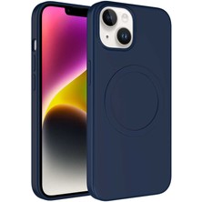 Zore Apple iPhone 14 Plus Uyumlu Magsafe Wireless Şarj Özellikli Pastel Renk Silikon Plas Kapak-Lacivert-8