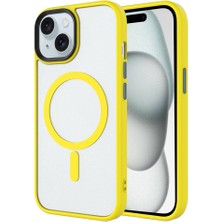 Zore Apple iPhone 15 Plus Uyumlu Mat Arka Yüzey Wireless Şarj Özellikli Flet Magsafe KAPAK-SARI-8680436742