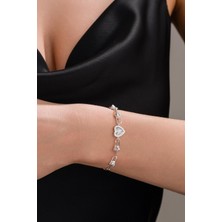 Gümüş Kalp Kalpli Kalemli Ataç Toplu Zincir Hallow Taşsız Bileklik