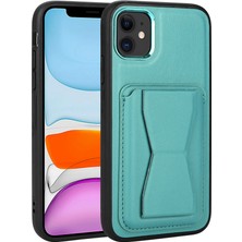 Zore Apple iPhone 11 Kılıf Kartlıklı Standlı ​pu Deri Memo Kapak-Mavi