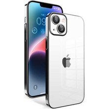 Zore Apple iPhone 14 Plus Uyumlu Kamera Korumalı Renkli Çerçeveli Garaj Kapak-Siyah