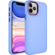 Zore Apple iPhone 12 Pro Max Uyumlu Metal Çerçeve ve Buton Tasarımlı Silikon Luna Kapak-Lila