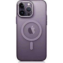 Zore Apple iPhone 14 Pro Uyumlu Magsafe Şarj Özellikli Buzlu Sert Pc Tuval Kapak-Derin Mor
