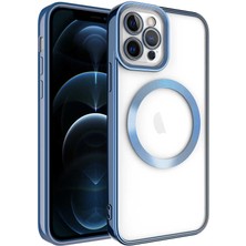 Zore Apple iPhone 12 Pro Max Kılıf Magsafe Wireless Şarj Özellikli Setro Silikon-Mavi