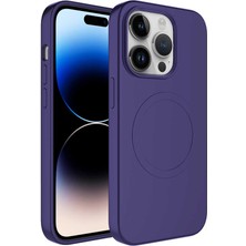 Zore Apple iPhone 14 Pro Kılıf Magsafe Wireless Şarj Özellikli Pastel Renk Silikon Plas Kapak-Mürdüm