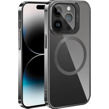 Zore Apple iPhone 15 Pro Max Uyumlu Magsafe Wireless Şarj Özellikli Standlı Klon Kapak-Gri