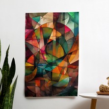 Kübizm Geometrik Şekiller  Duvar Örtüsü -  Pamuk Sırt - Canlı Renkler - Yatak Odası, Oturma