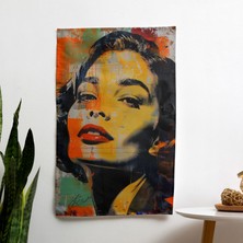 Klasik Pop Art Portre Kumaş Duvar Örtüsü - Canlı Renkler,  Pamuk Sırt, Süblimasyon Baskı