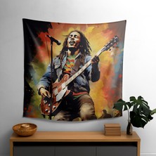 Bob Marley Temalı Kanvas Tablo Duvar Örtüsü - Canlı  Pamuk ve Polyester Kumaş Sanat Dekoru