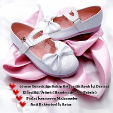 Beebron Ortopedik Kız Babet Çocuk Balerin Ayakkabısı Bbtpap2402 Rugan Beyaz Pembe 28